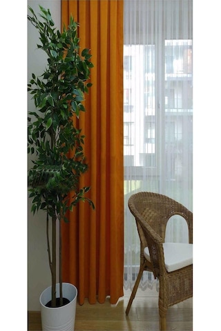 Oranj Ada Fon Perde Normal Pile 1'e 2,5 Pile-oranj Turuncu