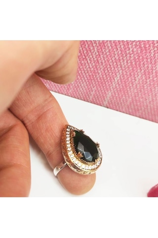 Oriental Kuyumculuk Jewellery Otantik Hürrem Gümüş Yüzük Zümrüt Taşlı Yeşil