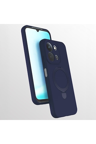 Xiaomi Redmi 15c Kılıf M-safe Şarj Özellikli Standlı Zore Samara Kapak Lacivert