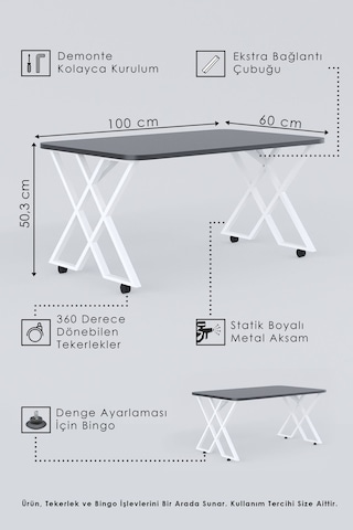 Milano Tekerlekli Orta Sehpa Gümüş Metal - Atlantik Çam Tabla