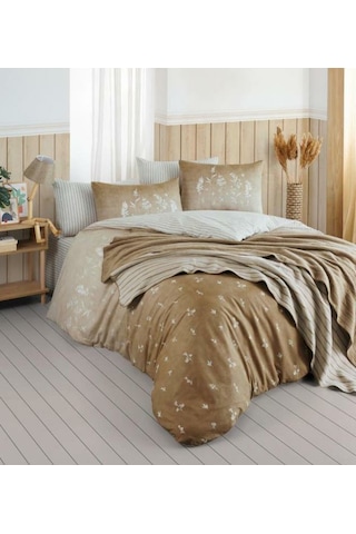 İyi Geceler İstanbul Vioricas Çift Kişilik Battaniyeli Bej Nevresim Takımı Bej