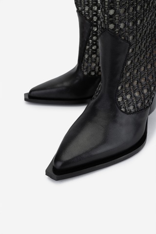 Valmenti Kadın Deri & Tekstil Siyah Deri Topuklu Çizme 472 1194 Bn Czm Y25 Sıyah Dr Siyah Deri