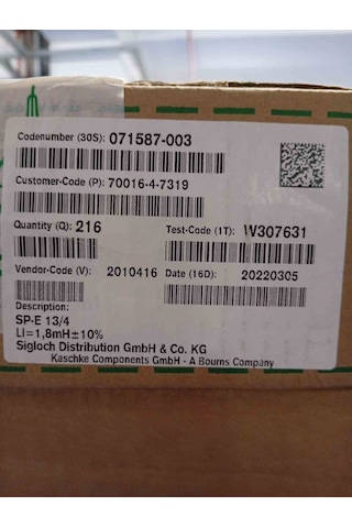 071587-003 Sp-tr13/4 1.8mh Inductor Kaschke 3 Adet