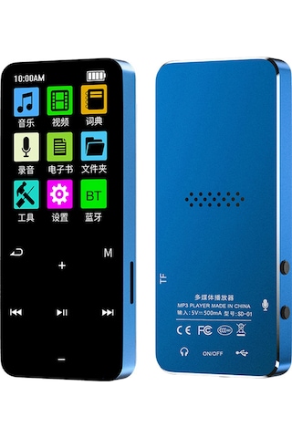 Xindoker 8gb Mavi Bluetooth Mp3 Çalar - 20-30 Saat Oynatma Süresi, 2.0 İnç Ekran, Çoklu Ses Formatı Desteği, Taşınabilir Spor Ve Öğrenci İçin