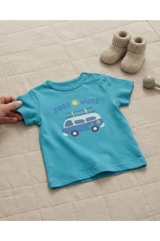 Tuffy Erkek Bebek Turkuaz Baskılı Kısa Kollu Süprem Tişört