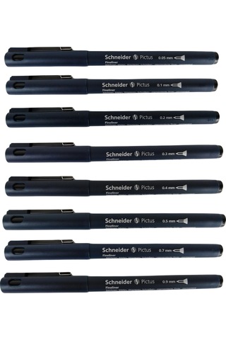 Schneider Pictus Fineliner Teknik Çizim Kalemi 8 Li Set