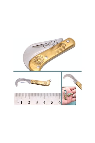 Omeniv 5Cm Mini Kamp Çakı Oryantal Sap Anahtarlık Kolye Altın