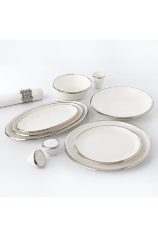 Korkmaz Elektra Collection 60 Parça Platin Yemek Takımı A8057 Beyaz