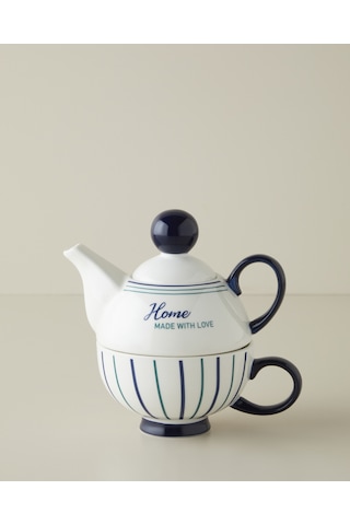 English Home With Love New Bone China Demlik Seti 380 260 Ml Lacivert