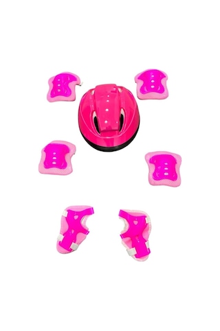 Bisiklet Kaykay Paten Çocuk Kaskı Ve Dizlik Set Pembe