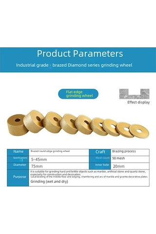 Besthome1 Mermer, Kireçtaşı, Seramik İçin Düz Kenarlı Sinterli Elmas Taşlama Diski - 35mm Kalınlık