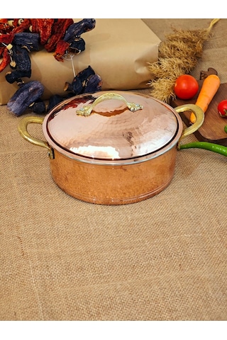Modabakır Pilav Tenceresi Bakır 20 Cm 2500 Ml Model:55 Metalik