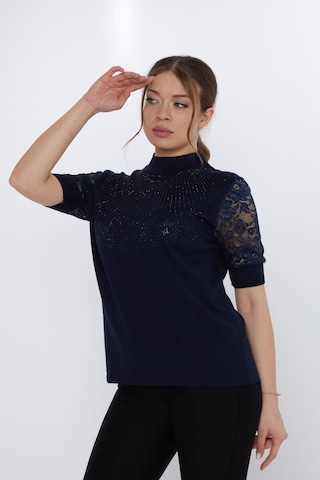 Kazee Kolları Dantel Detaylı Triko Bluz Lacivert - 799313730 Lacivert