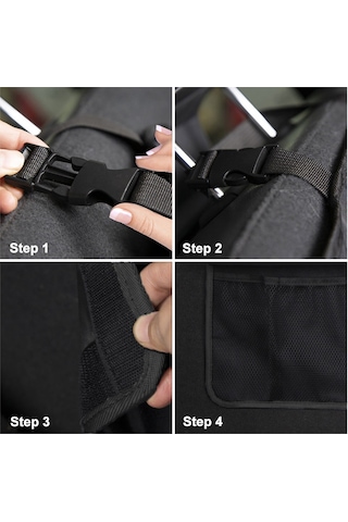 Teltree Siyah Oksford Kumaş Araba Bagaj Organizatörü - 107x52cm Fonksiyonel Sandık Depolama Çantası