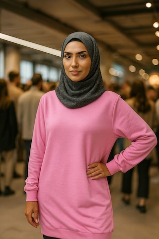Trendhazan 2 İplik İnce Mevsimlik Uzun Tunik Pembe