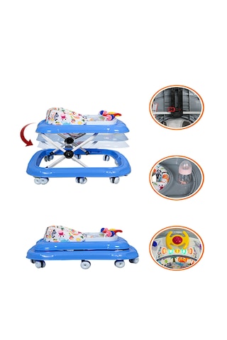 Maxi Taxi Walking Müzikli Işıklı Yürüteç Mavi