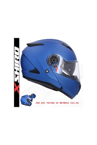 Shiro Flip Up Triton M.C Motosiklet Kaskı Mat Mavi