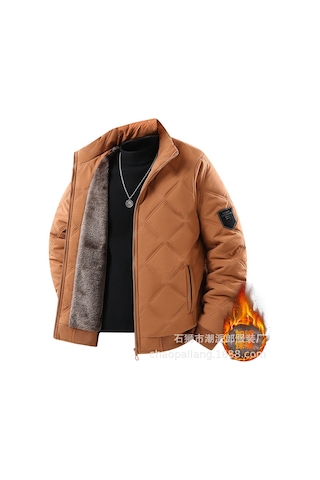 Genç Ve Orta Yaşlı Erkekler İçin Kadife Ve Pamuklu 2025 Yeni Pamuk Dolgulu Ceketler Sarı