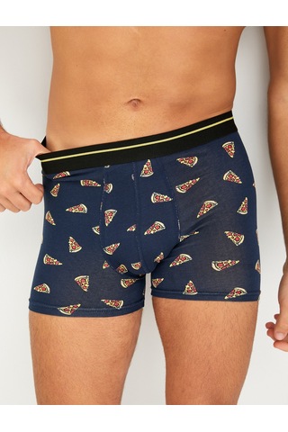 Koton 3'Lü Boxer Seti Pizza Baskılı Çok Renkli Gri Desenli 4Wlm90047Mk 4Wlm90047Mk0D4