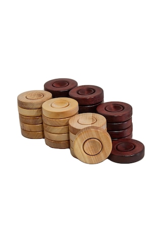 El Yapımı Şimşir Ahşap Tavla Pulu 35 MM