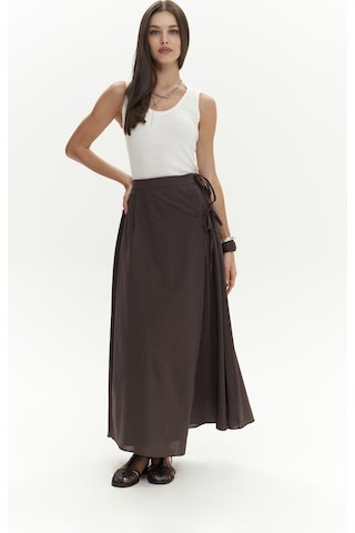 Mai Collection Mai Studios Co. Aida İp Detay Pileli Kahve Etek Kahve