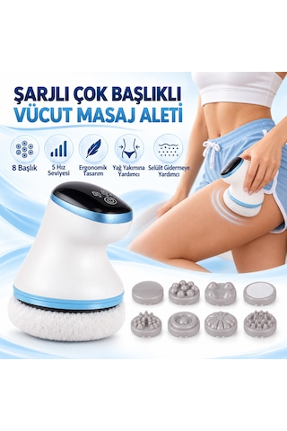 Yasomi Pl-691 Şarjlı Çok Başlıklı Selülit Gidermeye Özel Cihaz Cilt Sıkılaştırıcı Yağ Yakma Cihazı Beyaz