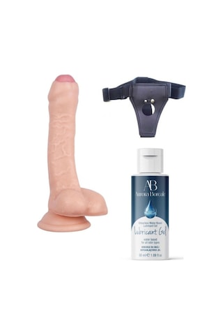 Red Fox Belden Bağlamalı Kayganlaştırıcı Set Noctis 18cm Realistik Dildo No:100