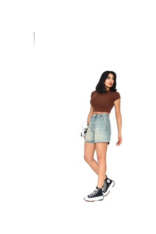 Tint Wash Denim Mini Şort Mavi