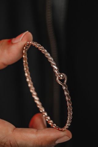 Erkek Gümüş Bileklik - El Yapımı Rose Kaplama Kararmaz Zahir Erkek Bileklik Kelepçe