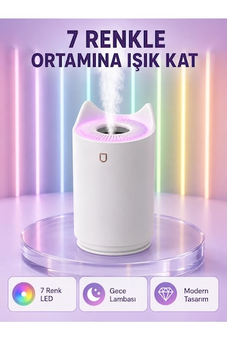 Mey İthalat Oda Nemlendirici Led Işıklı Ultrasonik Buhar Makinesi Aroma Difüzör