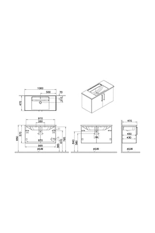 VitrA Root Flat Kapaklı Lavabo Dolabı 100 Cm Mat Fırtına Gri 68167 Çok Renkli