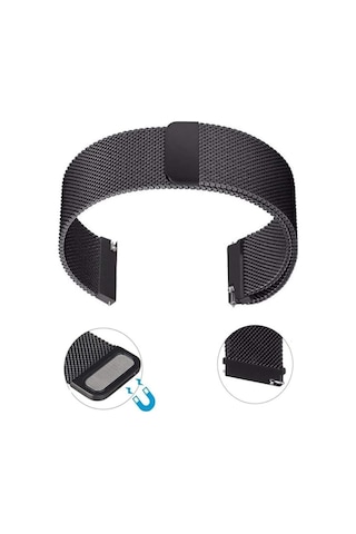 Huawei Watch Gt5 Gt4 Gt2e Gt2 Gt3 Gt3 Pro 46mm Honor Watch 2 Uyumlu Metal Hasır Kordon Siyah