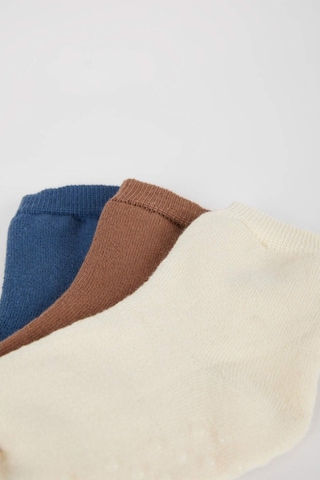 Defacto Erkek Bebek Kaydırmaz Taban 3'lü Pamuklu Uzun Çorap B1423A5NSKR1 Çok Renkli