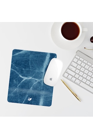 Mavi Mermer Desenli Bilek Destekli Dikdörtgen Mouse Pad Mouse Altlık Mousepad