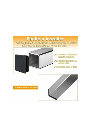 Novahub Kare Boru Kapakları, Sandalye Ayağı İçin 50mm Kare Uç Kapağı, Siyah, 20 Adet -