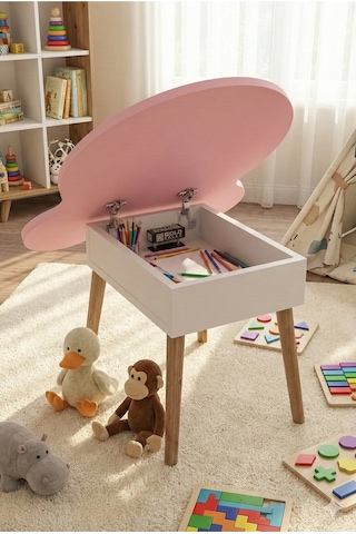 Çocuk Masası Happy Face 50 60 48 CM Oyun - Boyama ve Etkinlik Masası Pembe