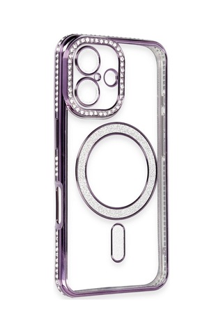 Apple iPhone Uyumlu Uyumlu 16 Kılıf Joke Simli Magneticsafe Kılıf - Derin Mor