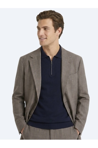 Kip Vizon Çizgili Modern Fit İpek Karışımlı Takım Elbise