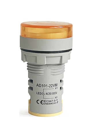 Mini Dijital Voltmetre 22mm Ac 60-500v Led Sarı Işık