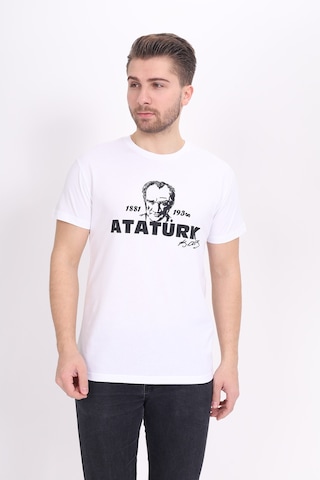 Toontoy Unisex Atatürk Baskılı Tişört Beyaz