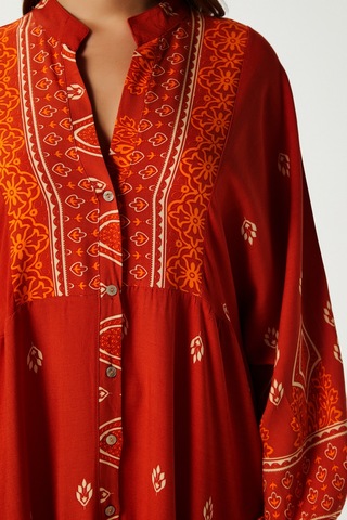 Modest Kadın Andrea Turuncu %100 Viskon Maksi Boy Yazlık Elbise Turuncuekrubej Çok Renkli