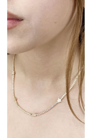 Zirkon Taşlı, Su Yolu, Yıldızlı, Paslanmaz Çelik Bileklik346, Kasa Altın Renk Altın