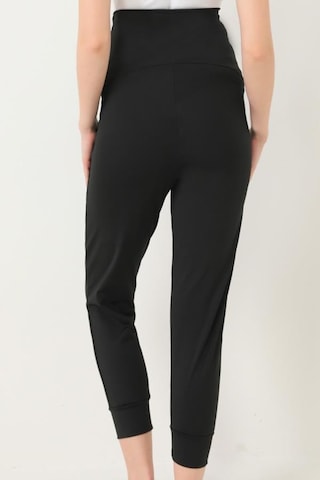 Siyah Esnek Yüksek Bel Çift Cepli Hamile Jogger Eşofman Altı