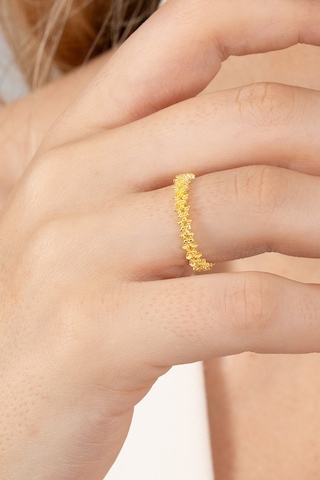 925 Ayar Gümüş Yüzük Altın Yaldızlı Birleşik Yıldız Silsilesi Ayarlamalı Yüzük Barcode Gold