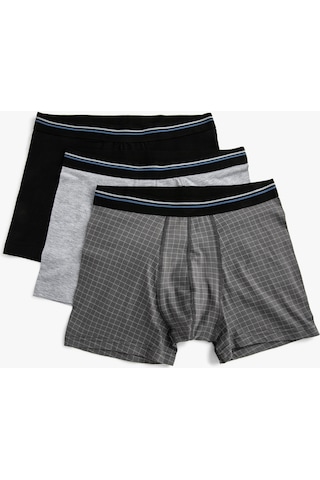 Koton 3'Lü Boxer Seti Ekoseli Pamuklu Gri Desenli 3Slm90039Mk 3Slm90039Mk9D1 Gri