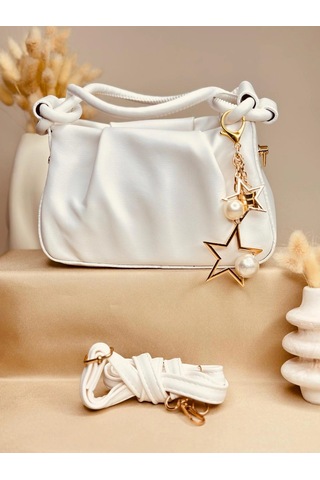 Elora Atelier Hobo Beyaz Charmlı Çanta Çok Renkli