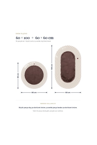 Banyo Paspası Takımı 60x100+60x60 Cm Dış Trikot Mouss Kahve & Krem