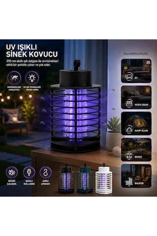 Hasuba Hs-373 Uv Işıklı Sinek Kovucu 2 Renk Işık Usb Şarjlı Asma Aparat Sessiz Çalışma