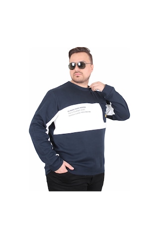 Starbattal Büyük Beden Bisiklet Yaka Cepli Sweat Double Face Pike 25702 Lacıvert Lacivert