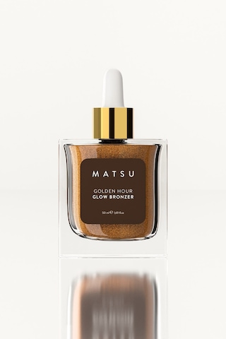 Matsu Professional Golden Hour Işıltılı bronzlaştırıcı Vücut Yağı ve Fırça Seti 50 ML